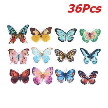 36pcs Lifelike Butterfly Decorations Set - Watercolor Wings, Easy To Hang for Wedding, Party, Photo Booth Props