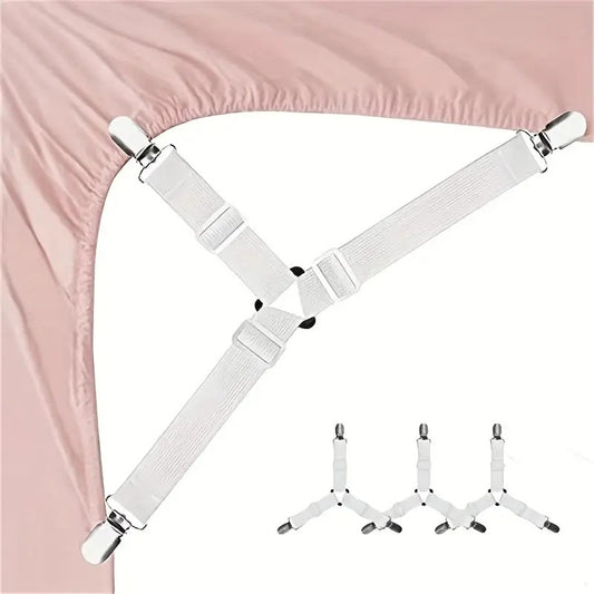4 Triangular Bed Sheet Fasteners, Bed Sheet Clips, Adjustable Bed Sheet Straps, Mattress Clips, Suitable for Mattress Covers