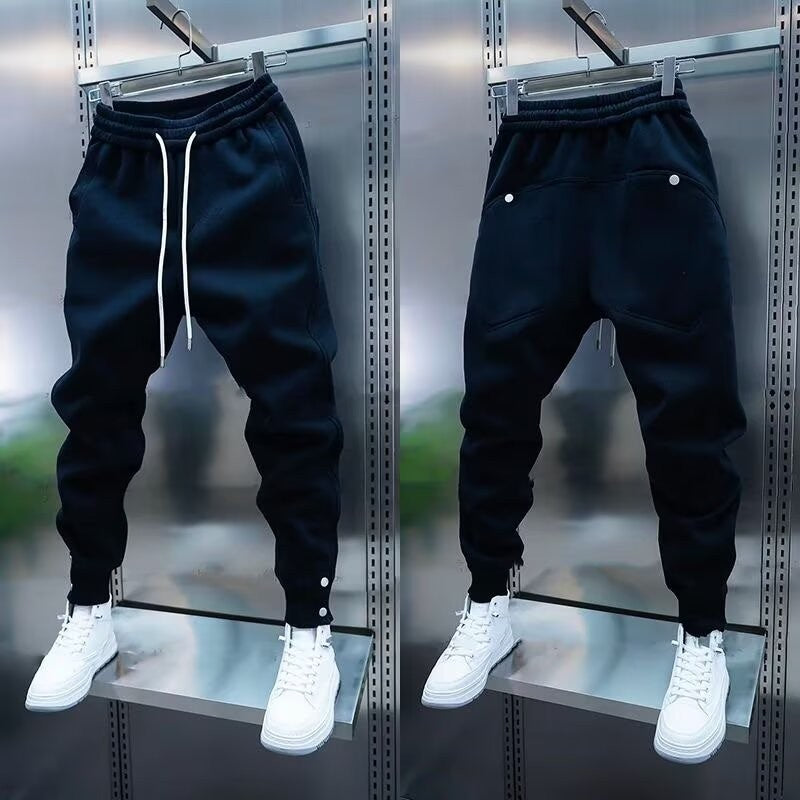 Solid Slim Fit Trousers Men's Casual Pants Loose Pockets Straight Cylinder Leggings Korean Fashion  Harajuku Sweatpants y2k pant