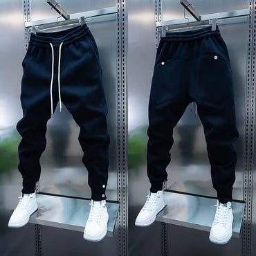 Solid Slim Fit Trousers Men's Casual Pants Loose Pockets Straight Cylinder Leggings Korean Fashion  Harajuku Sweatpants y2k pant