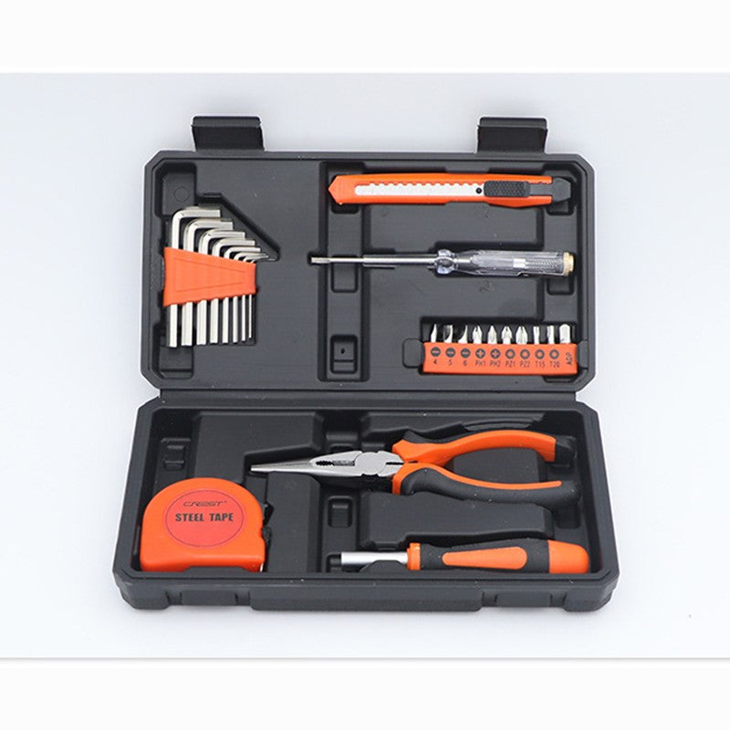 Multifunctional DIY Hand Tool Kit Household Repair Set - 8PCS Allen Wrench 10PCS Bits Art Knife 6-inch Pliers,Portable Box