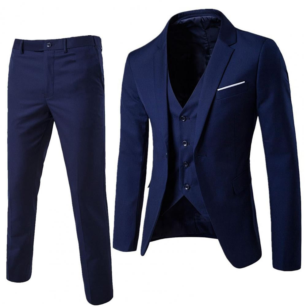 Korean Style Men Vest Pants Set Casual Business Buttons Cuff Vest Trousers Men Suit Wedding Groom Formal Suit