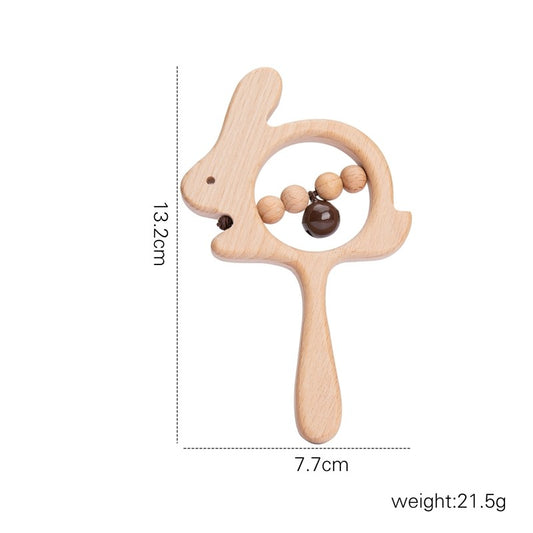 Baby Wooden Koala Hand Rattles Teether Toys Wooden Ring Montessori Toys Owl Shape Musical Rattle for Baby Gifts Teething Toys