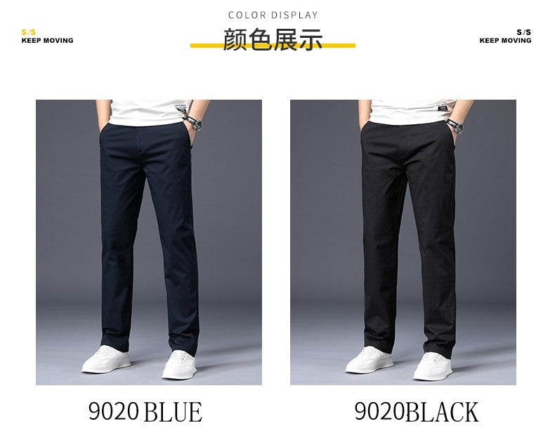 Mens Pants Cotton Casual Stretch male trousers man long Straight High Quality 4 color Plus size pant suit 42 44 46