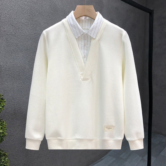 Casual Fake Two-piece Plus Size Hoodies Sweatshirts Spring Autumn Long Sleeve Patchwork Trend Tops Fashion Korean Men Clothing