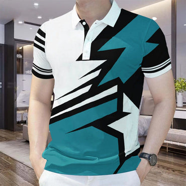 2025 Colorful 3D Printed Stripes Pattern Men's Polo Shirt For Men Short Sleeve Tees Summer Sport Lapel Tops Oversized T-Shirts