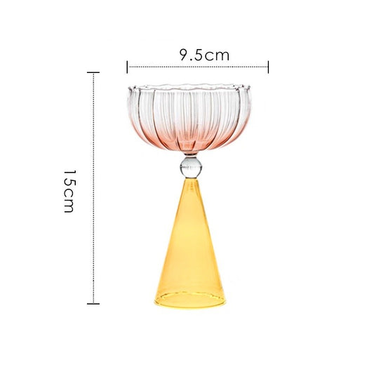 Taças de Coquetel Estilo Onda com Efeito Duas Cores Criativas Verde Azul Âmbar Roxo para Martini Mojito Champagne Margarita