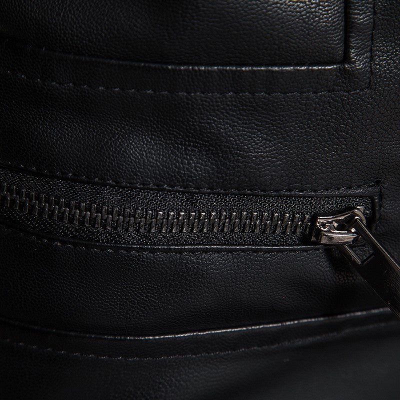 TRAF Leather Men's Youth Trend Autumn And Winter New Slim Korean Version Of Handsome Men's Autumn Coat Leather Jacket Men