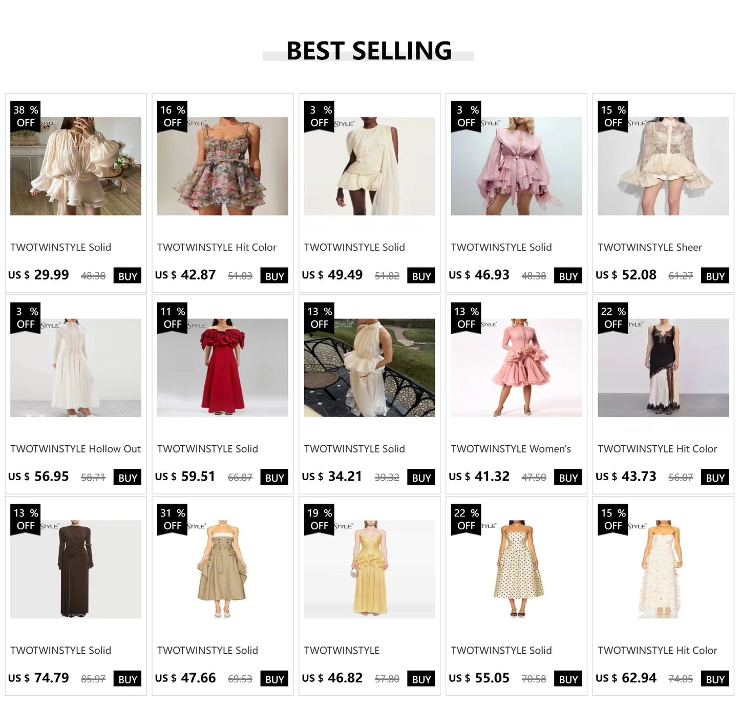 TWOTWINSTYLE Elegant Ruched Mini Dress For Women Round Neck Lantern Long Sleeve