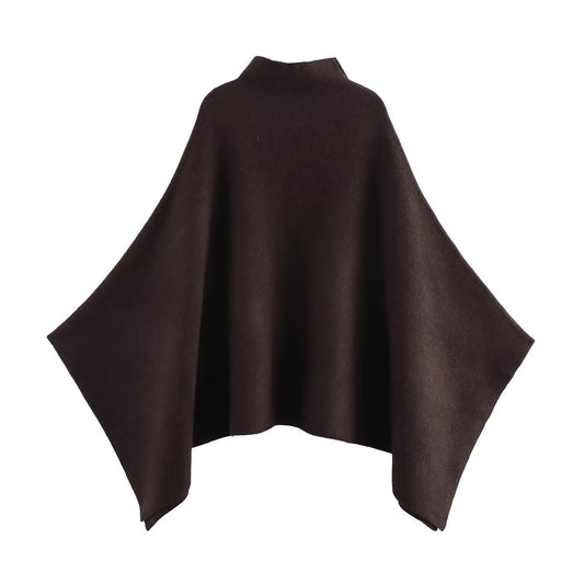 JNLEAOG Casaco de Gola Alta Assimétrica de Malha Feminina para Rua Elegante Fibra de Poliéster Outono Nova Chegada Design de Moda