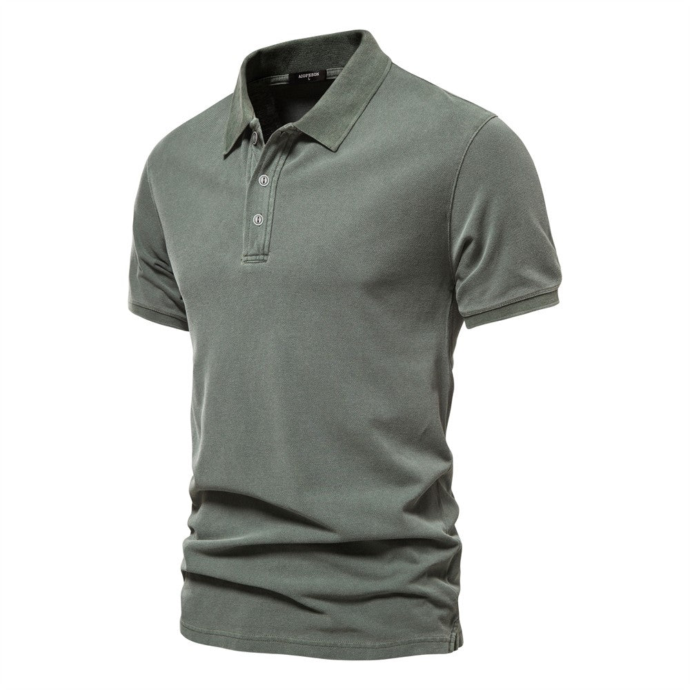 AIOPESON 100% Cotton Solid Color Men's Polo Shirts Casual Short Sleeve Turndown Men's Shirts Fashion Streetwear Polos for Men