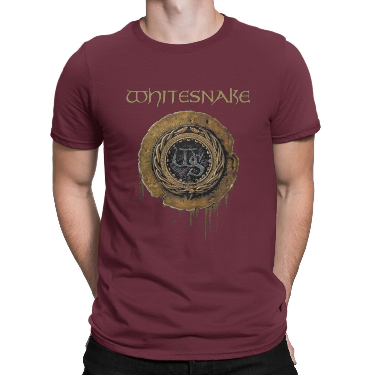 Whitesnake Creative TShirt for Men The Old Logo Round Neck Basic T Shirt Distinctive Birthday Gifts OutdoorWear