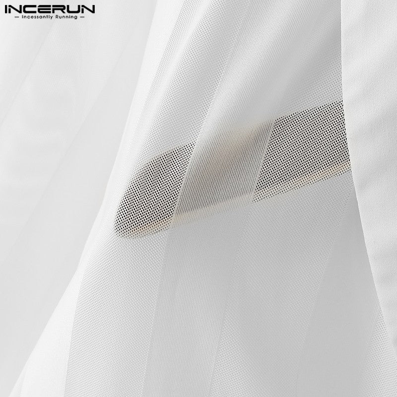 INCERUN Handsome New Men's Tops 2024 See-through Striped Suit Coats Fashionable Male Hot Selling Long Sleeved Blazer S-5XL 2024
