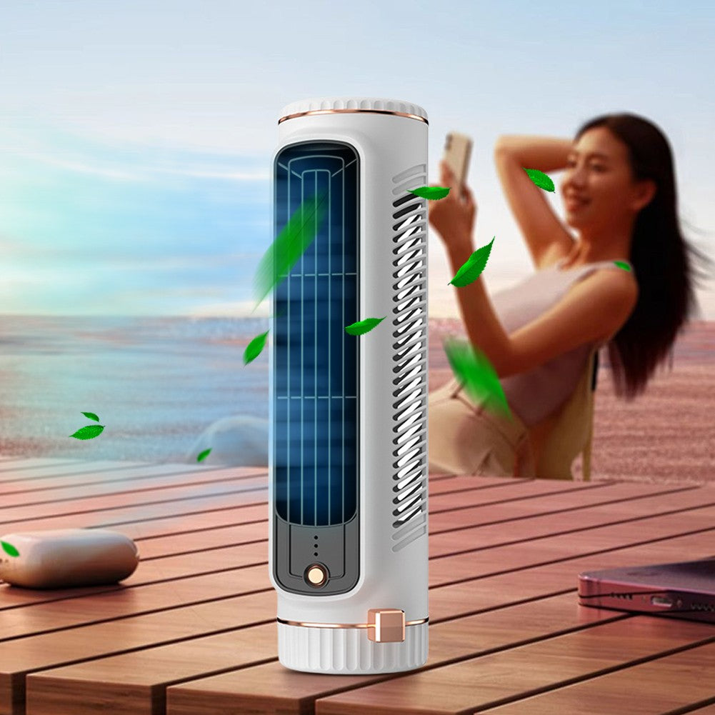 Portable Air Conditioner Fan 1200mAh Tower Fan 3 Speed Quiet Cooling Desk Fan Rechargeable Electric Vertical Fan for Home Office