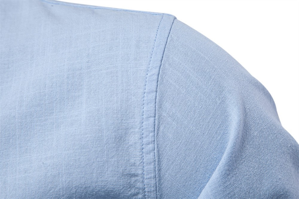 2025 New 100% Cotton Linen Shirt Men Embroidery Brand Shirts Tops High Quality Long Sleeve Button Down Casual Blouses