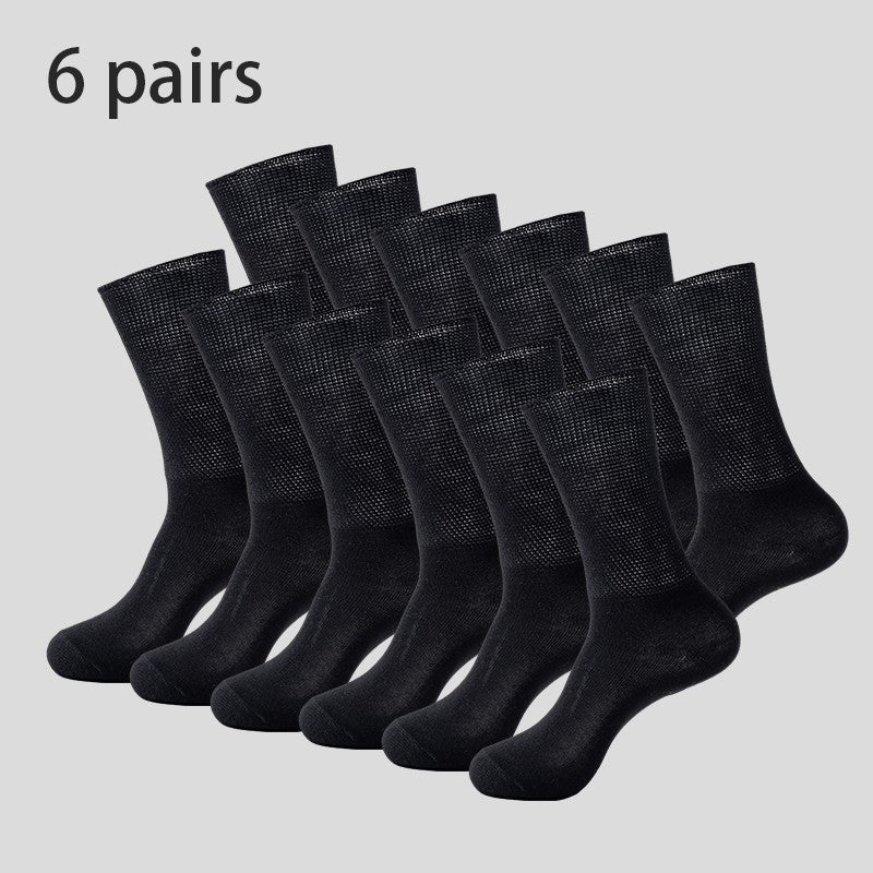 6Pairs Comfortable and Supportive Diabetic Socks for Men Moisture wicking Fabric Non-binding Top business socks