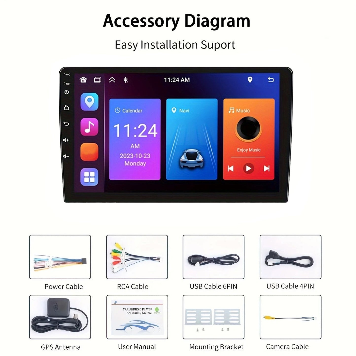 MTIJIEY 2+32G 2Din Car Radio Carplay Android Auto 10" Universal Multimedia Player FM GPS WIFI For Toyota VW Hyundai Kia Nissan