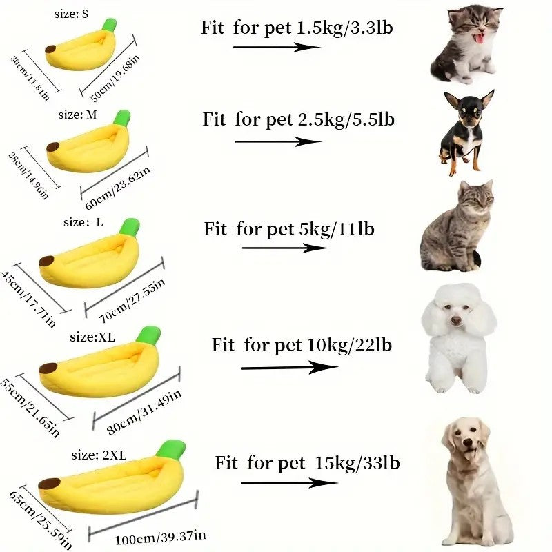 Cama para Cães em Formato de Banana, Ninho Aconchegante, Cama para Pets Durável, Destacável e Lavável, Santuário Quente de Pelúcia para Cães e Gatos Pequenos/Médios/Grandes