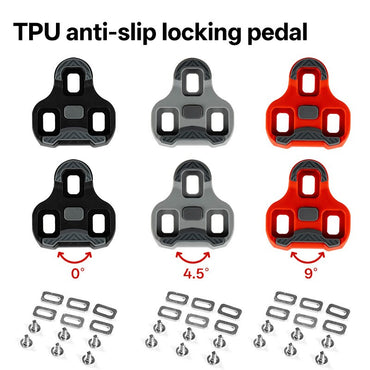 2PCS for LOOK KEO Compatible Road Bike Cleats 0° 4.5° 9° Adjustable Pedal Clips with Float Angle for Cycling