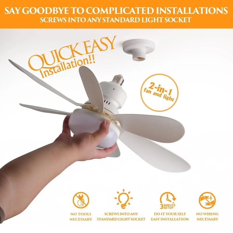 LED 30W Ceiling Fan Light E27 with Remote Control for Dimming, Suitable for Living Room, Study, Household Use, 85-265V