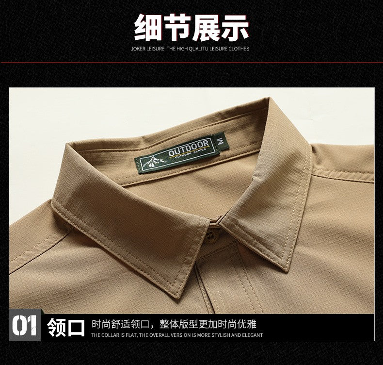Spring Autumn Men Long Sleeved Shirt Men Tactical Work Shirts Tops Outdoor Multi-pocket Quick Drying Hiking Fishing Cargo Shirts