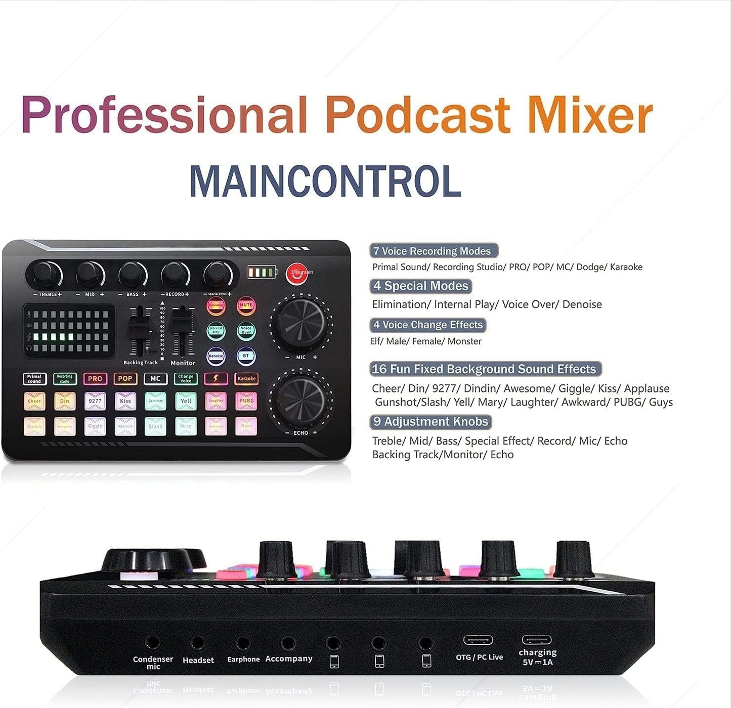 Equipamento DJ Microfone Placa de Som Console Estúdio Kit Placa de Som Cabo Telefone Mixer Mixer de Voz ao Vivo Computador Placa de Som F998