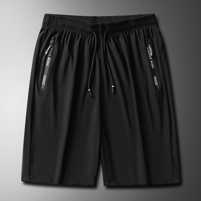 Quick Dry Shorts Men Summer Thin Short Pants Running Sports Bottom Gym Fitness Beach Zipper Pocket Loose Short Sweatpants Men