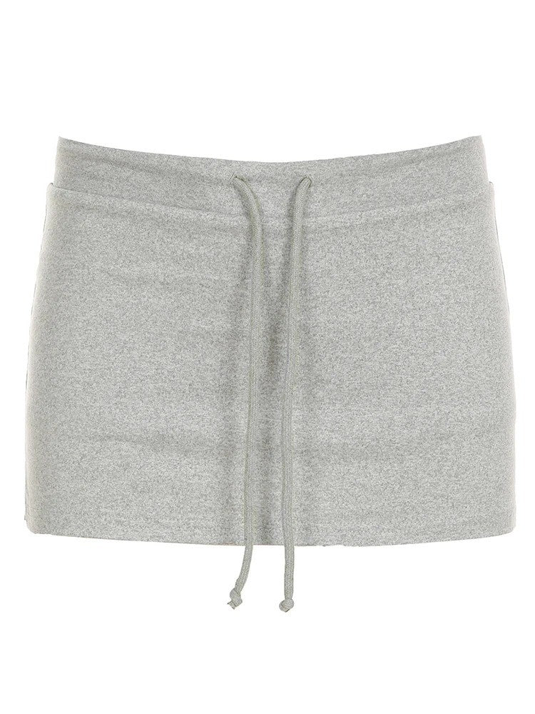 Solid Lace-up Mini Skirts Sexy American Retro Basic Vintage Casual Short Bottoms