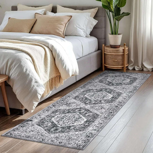 VIKAMA Persian Flannel Carpet Living Room Mat Hallway Mat Sofa Mat Bedroom Bedside Rug Long Rug Non-slip Washable Home Decor