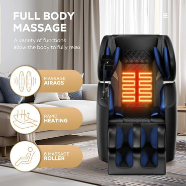 Full Body Massage Chair with Zero Gravity, Massage Chair Recliner with Heating, Airbags, Bluetooth Speaker, Foot Roller