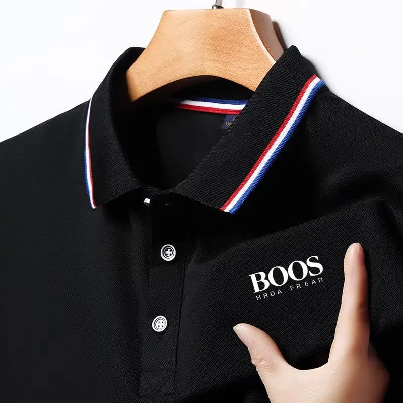 Men's New Embroidered Business Casual Short Sleeved Polo Shirt, Fashionable Short Sleeved Comfortable Breathable Top