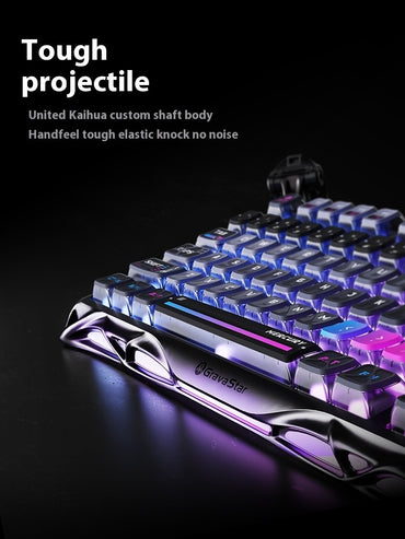 Teclado Mecânico Gravastar K1 Sem Fio Bluetooth em Liga de Alumínio Tri-Modo RGB Acessórios de PC para Jogos E-sports