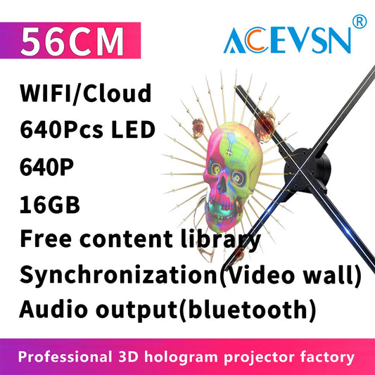 42CM/52CM/56CM/65CM 3D Holographic LED Fan Display for Advertising/Shop/Wedding High Brightness Custom Logo DIY Projector