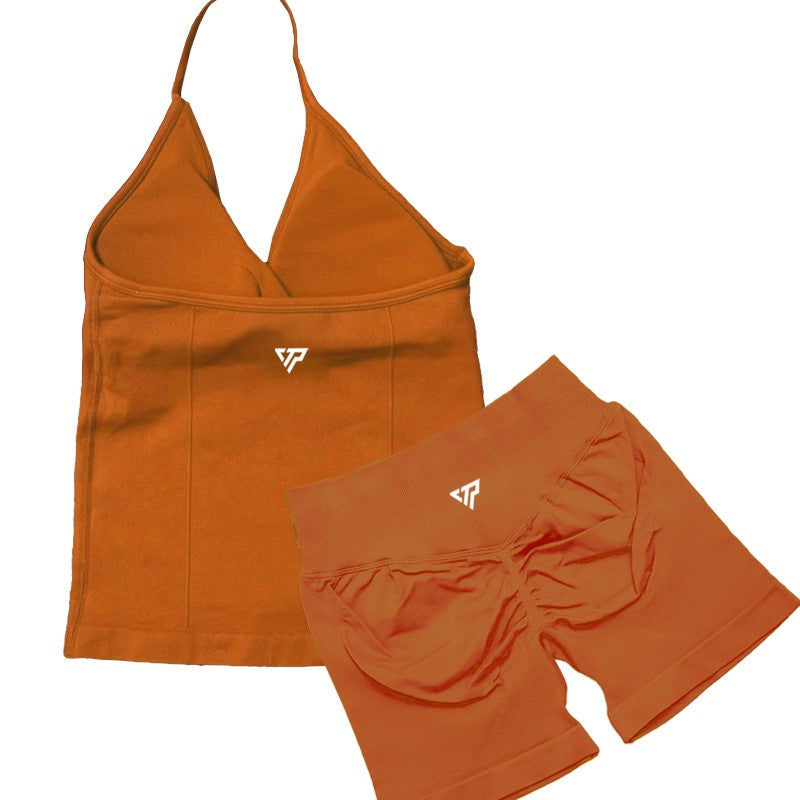 Women's Sports Gym 2-piece Set Vest High Waist Seamless Shorts Gym Wear Sportswear Essential for Workout