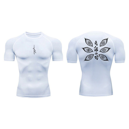 Graphic Print Compression Shirt for Men Gym Workout Running T-Shirt Tees Tops Athletic Quick Dry Undershirt Baselayer Activewear