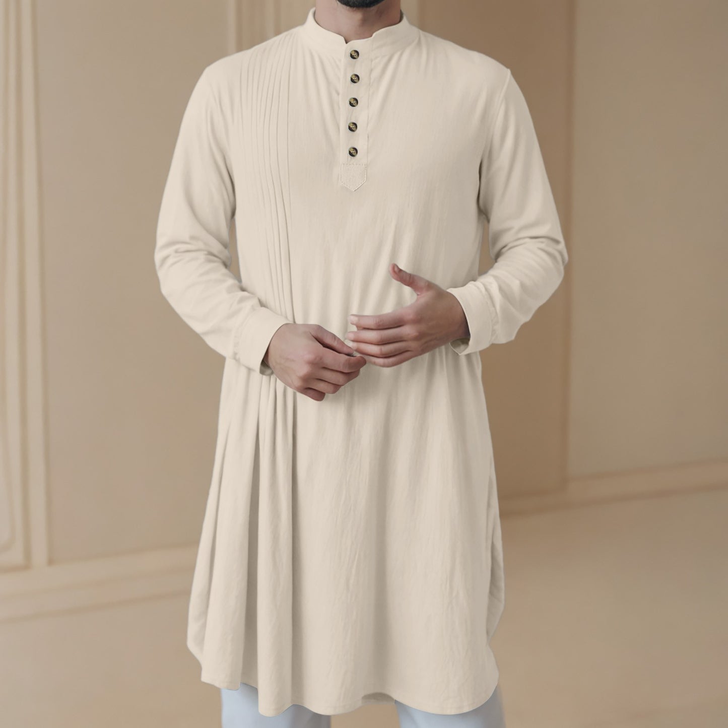 Men'S New Muslim Middle Arabic Men'S Button Down Cotton And Linen Shirts Muslim Robes Stylis Male Clothes Stylis Male Clothes