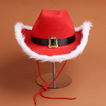 Fashionable Pure Color Belt Decorated Jazz Cowboy Hat for Christmas Dance Party Autumn Winter New Arrival Elegant Atmosphere