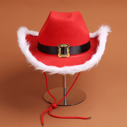 Fashionable Pure Color Belt Decorated Jazz Cowboy Hat for Christmas Dance Party Autumn Winter New Arrival Elegant Atmosphere