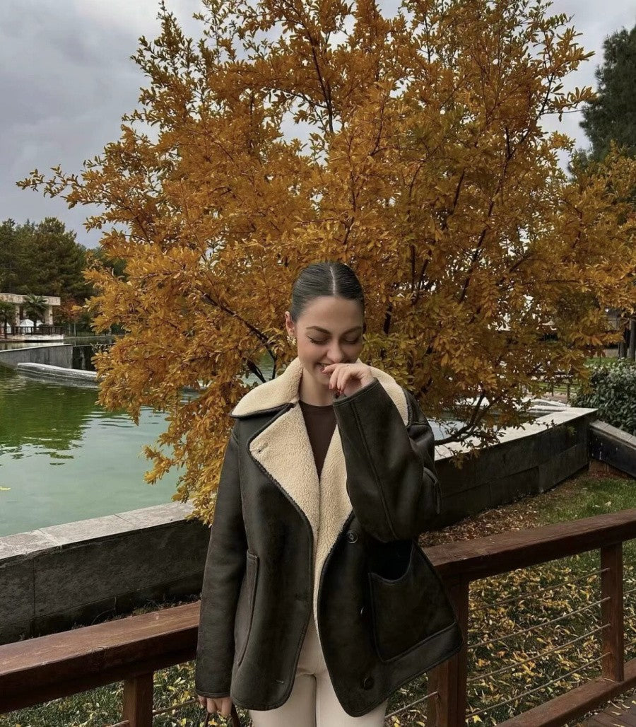 2024 Fall/Winter New Arrival Traf Women's ZW Series Double-Sided Collar Oversized Long-Sleeve Jacket Warm Coat 3548246