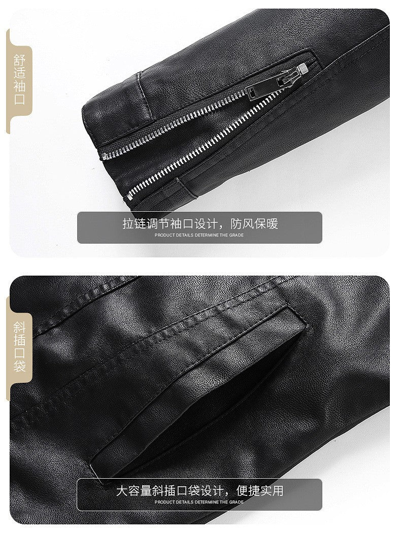 Mens Vintage Faux Leather Outwear Leather Jacket Motorcycle Black Biker Jackets Casual Lightweight Men PU Zipper Moto Outwear