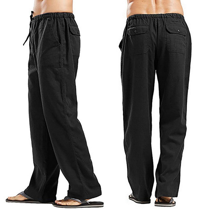 Fashion Mens Linen Wide Pants Korean Trousers Oversize Sports Streetwear Male Spring Yoga Pants Casual Men Clothing Sweatpants