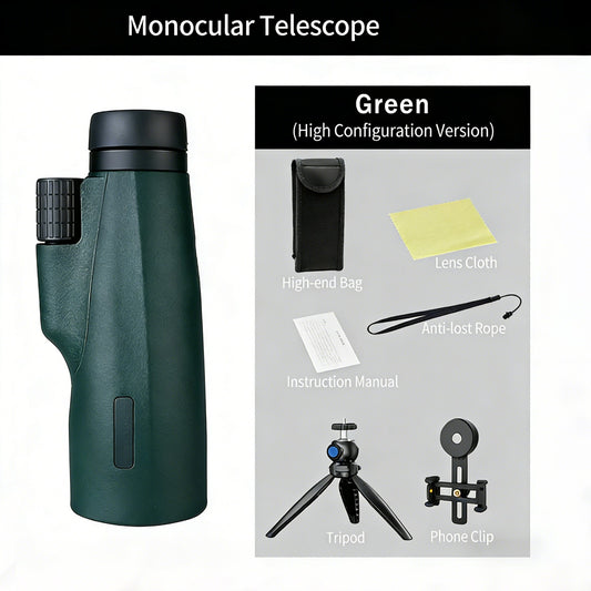 Outdoor Telescope 12×50 BAK4 HD Monocular Travel Monocular Telescope Monocular for Adults Monocular Telescop
