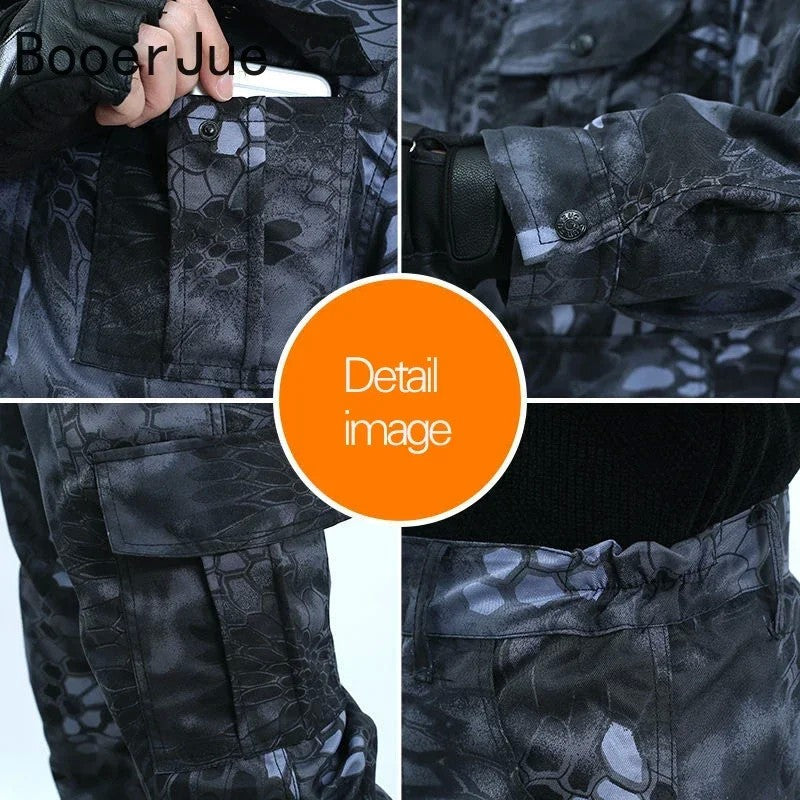 Black Python Pattern Wear-resistant Overalls Labor Insurance Cloth Uniform Men's Soft Tracksuit Outdoor Suit