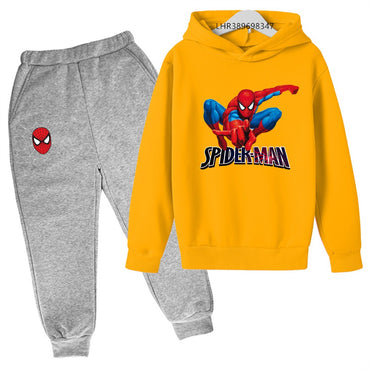 Autumn winter children's hoodie Spider-Man clothing leisure outerwear sweatshirt +pants set Suitable 3-12 years Boys girls gift