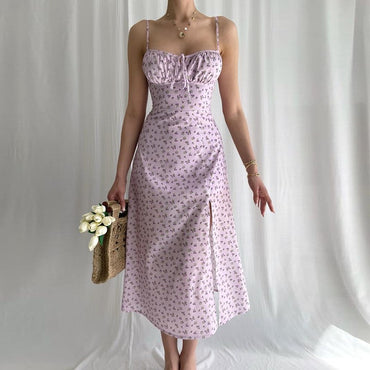 Women Elegant Floral Beach Vacation Bodycon Streetwear Long Dress 2025 Summer Cl