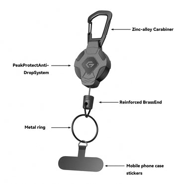 GITFOS Retractable Keychain Heavy Duty Tactical ID Badge Reel Strap Holder With Phone clip fastener Retractable Cord KeyRing
