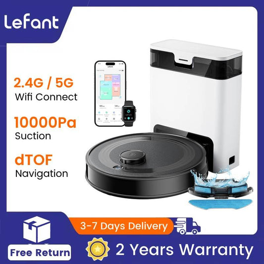 Lefant M2S Robot Vacuum Cleaner with Mapping, 10000Pa Suction, Automatic Dust Station,Laser Navigation, PSD Avoidance Technology