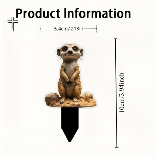 1Pc 2D Flat Acrylic Hamster Garden Stake - Cute Smiling Meerkat with Wise Eyes, Ideal for Lawn & Potted Plants Outdoor Decor