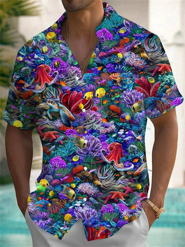 Summer Parrot 3D Printed Shirt Men's Fashion Shirt Single breasted Short sleeved Hawaiian Shirt Men's New Style