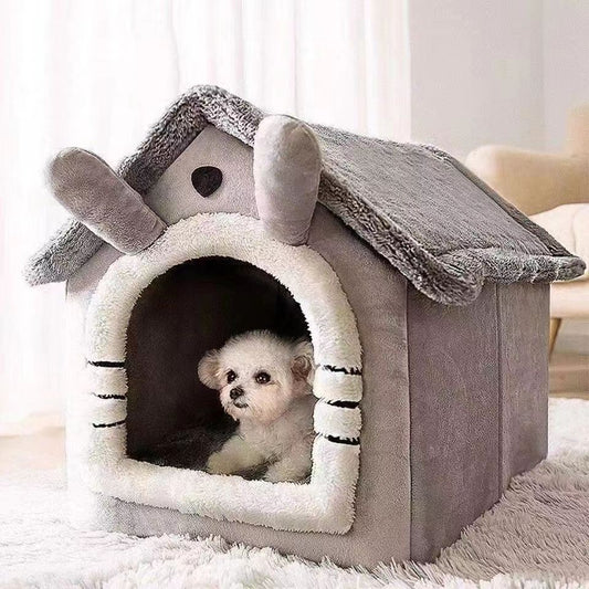 Cama Estilo Casa de Cachorro para Todas as Estações - Cama Removível Lavável para Cães Pequenos, Teddy, Gatos, Casa Quente de Inverno